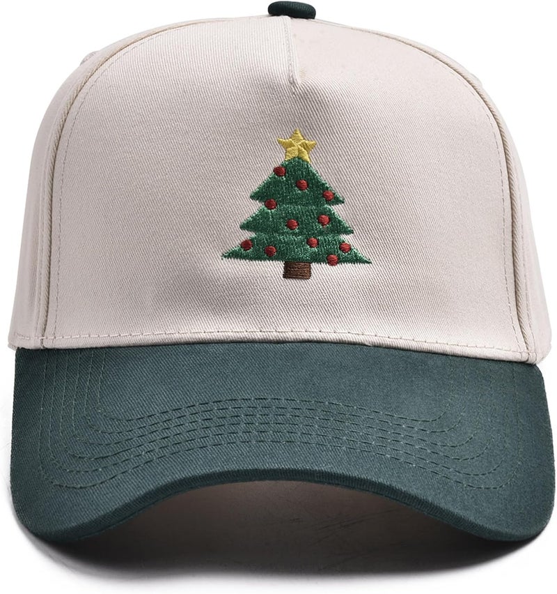 Erying Christmas Trucker Hat for Women Men Two Tone Vintage Embroidered Baseball Cap Funny Gift - Image 1